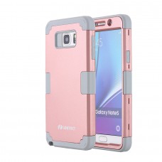 LONTECT  Samsung Galaxy Note 5 Case Hybrid Heavy Duty Shockproof Full-Body Protective Case Dual Layer PC and TPU cover shell color Rose Gold
