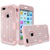iPhone 7 Plus Case, LONTECT Hybrid Heavy Duty Shockproof Diamond Studded Bling Rhinestone Case with Dual Layer [Hard PC+ Soft Silicone] Impact Protection for Apple iPhone 7 Plus - Rose Gold