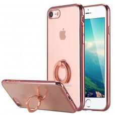 iPhone 8 Case,iPhone 7 Case, Ultra Thin Clear Luxury TPU Rose Gold Bumper Case Cover with Built-in Ring Grip Holder for Apple iPhone 8/iPhone 7